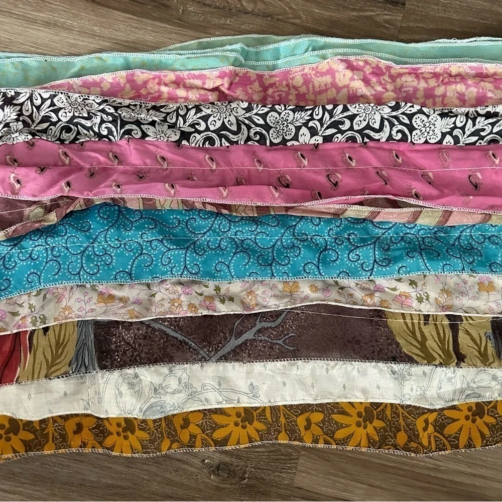 ALEXA’S ANGELS Silk Blend Mixed Media Layered Material Long Scarf